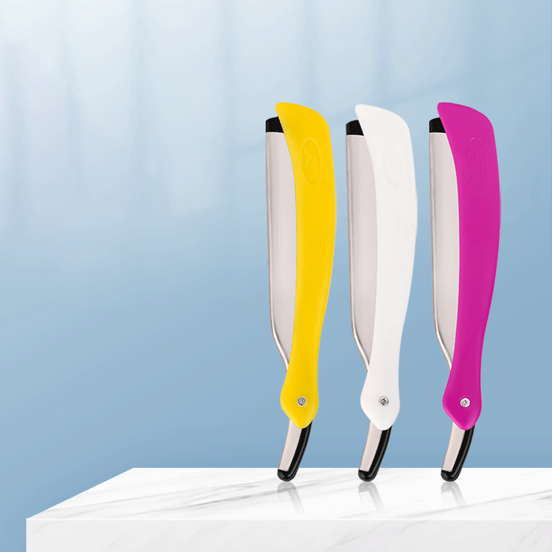 Bærbar, sammenfoldelig skæg øjenbryn trimning 77 blade lige barberkniv