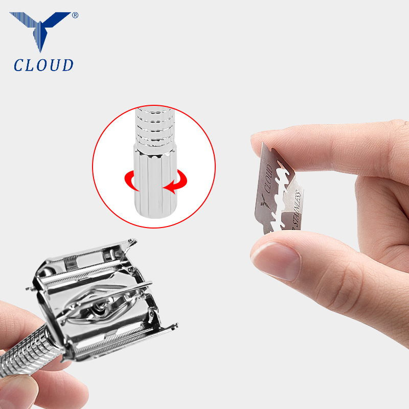 74 rustfrit stål dobbeltkant vrid åben T-formet manuel barbermaskine