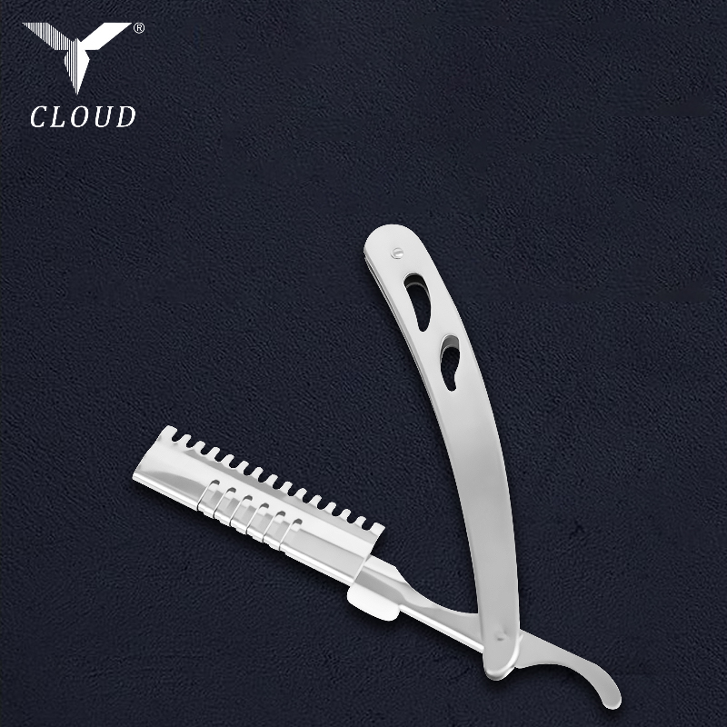 Holdbart rustfrit stål korrugeret lige barberhåndtag