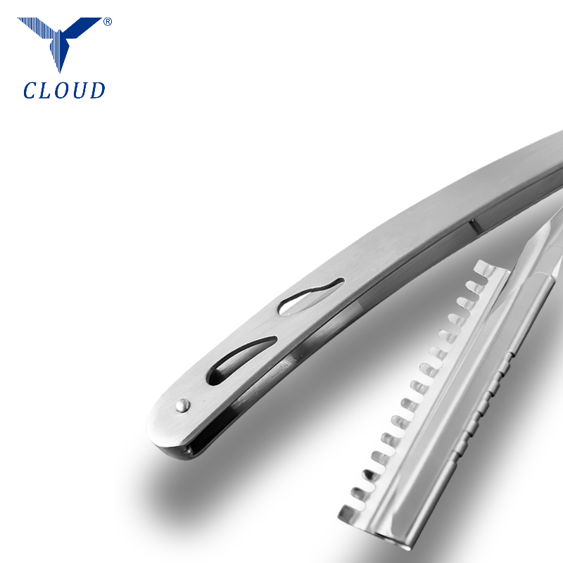 Holdbart rustfrit stål korrugeret lige barberhåndtag